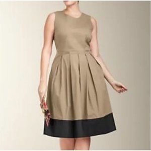 Talbots Pleated Fit & Flare Dress in Khaki Size 2